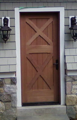 Exterior mahogany door with crossbuck