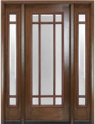 MAI Doors MAR30IG-1-2 Delta Square Top 9-Marginal Lite Exterior Door and Sidelites in Mahogany