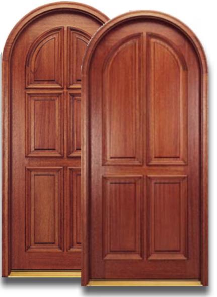 Radius top solid wood entry doors with 4 or 6 panels